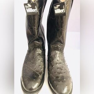 Vintage Black Ostrich Western Boots New